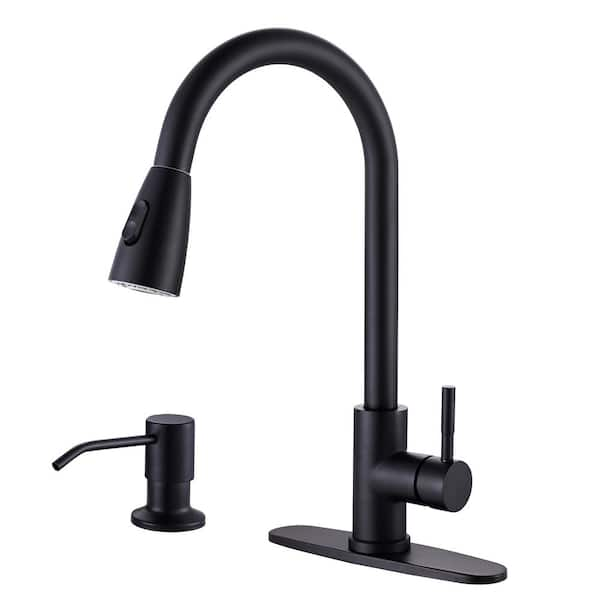 Arcora Single Handle Pull Down Sprayer Kitchen Faucet With Deckplate And Soap Dispenser In Matte 4564