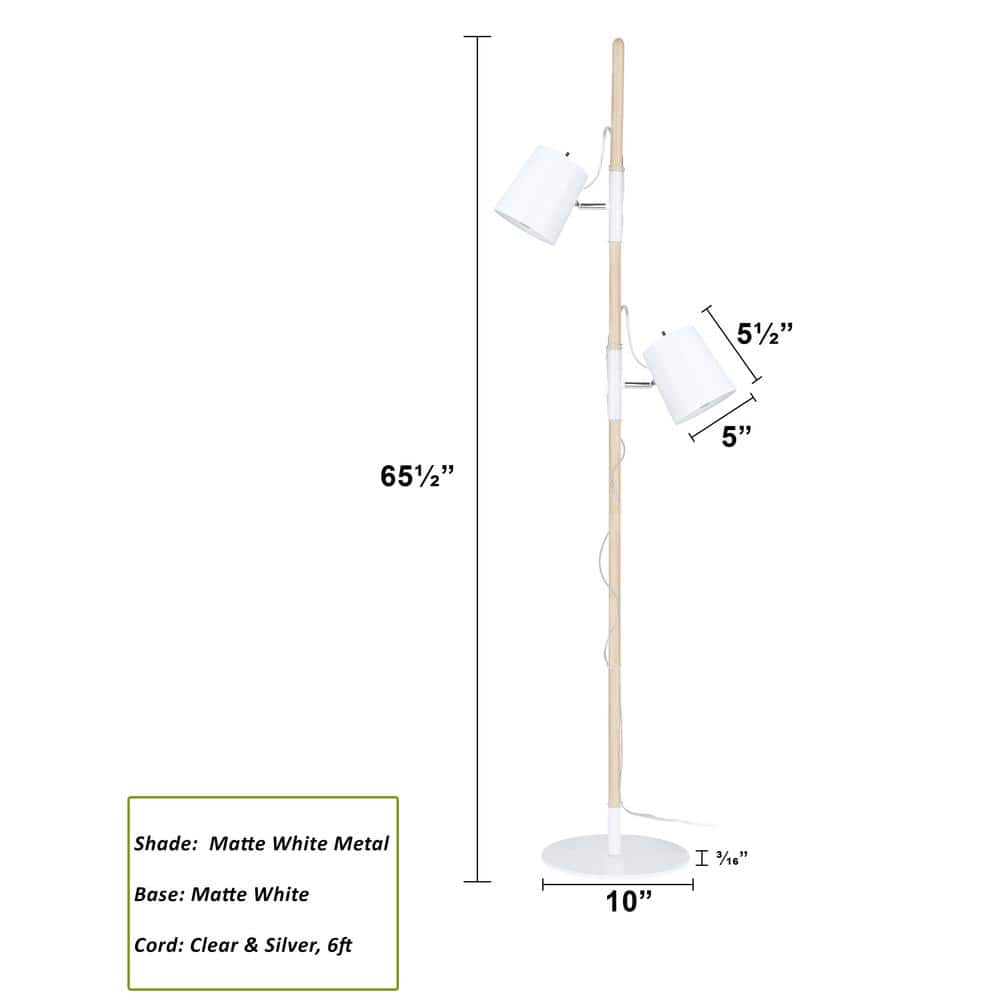 Modern Matte White Adjustable Outdoor Floor Lamp, 61.5"