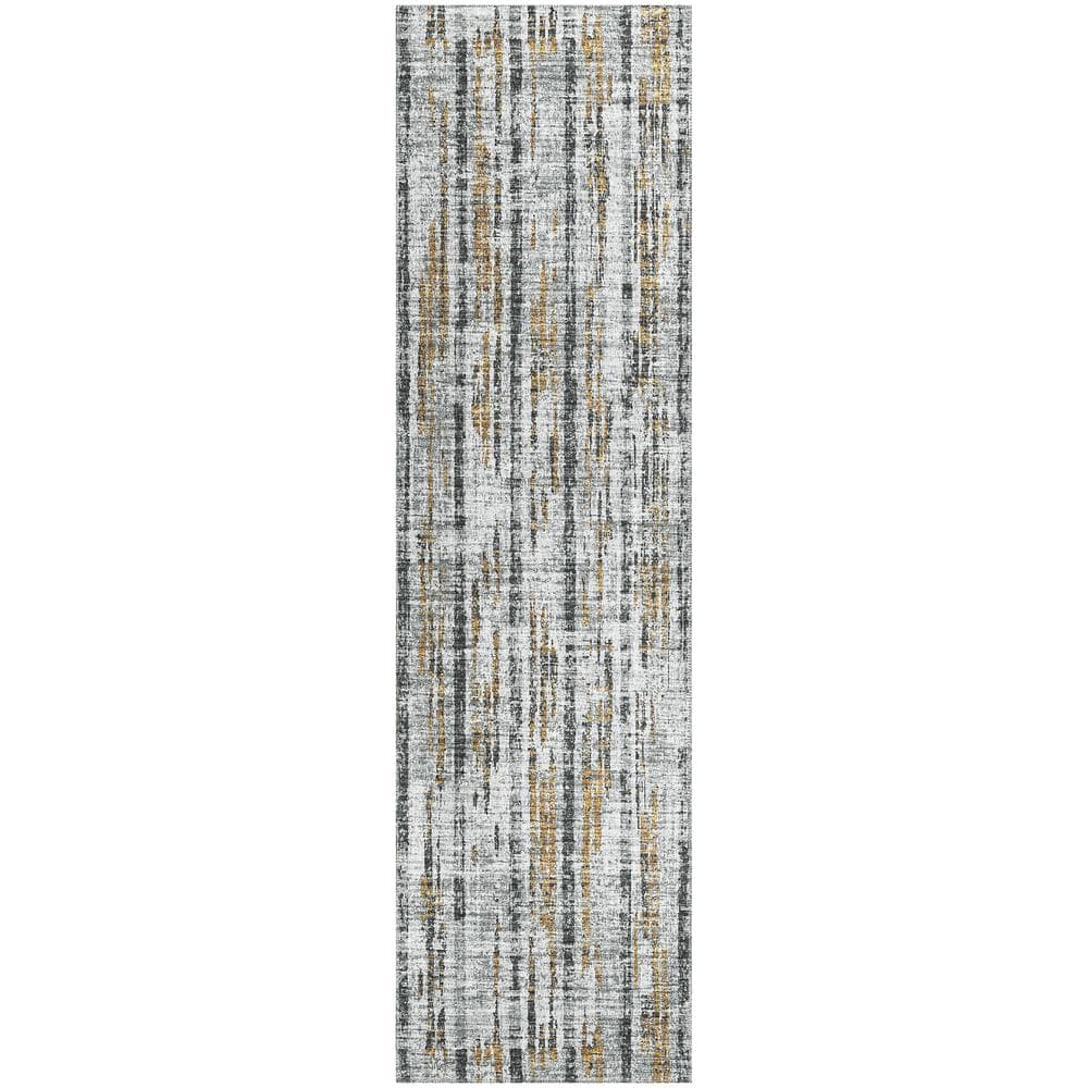 Rylee Silver 2 ft. 3 in. x 7 ft. 6 in. Geometric Indoor/Outdoor Area Rug