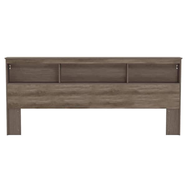 Hillsdale Furniture Riverwest Gray Oak Low Profile Bookcase King Headboard with 2-USB Ports