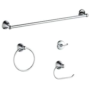 4-Piece Bath Hardware Set with Included Mounting Hardware in Brushed Chrome
