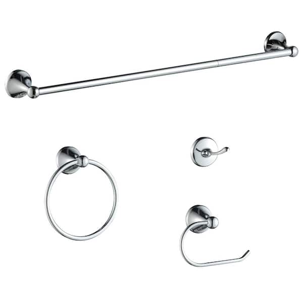 FORIOUS 4-Piece Bath Hardware Set with Included Mounting Hardware in Brushed Chrome