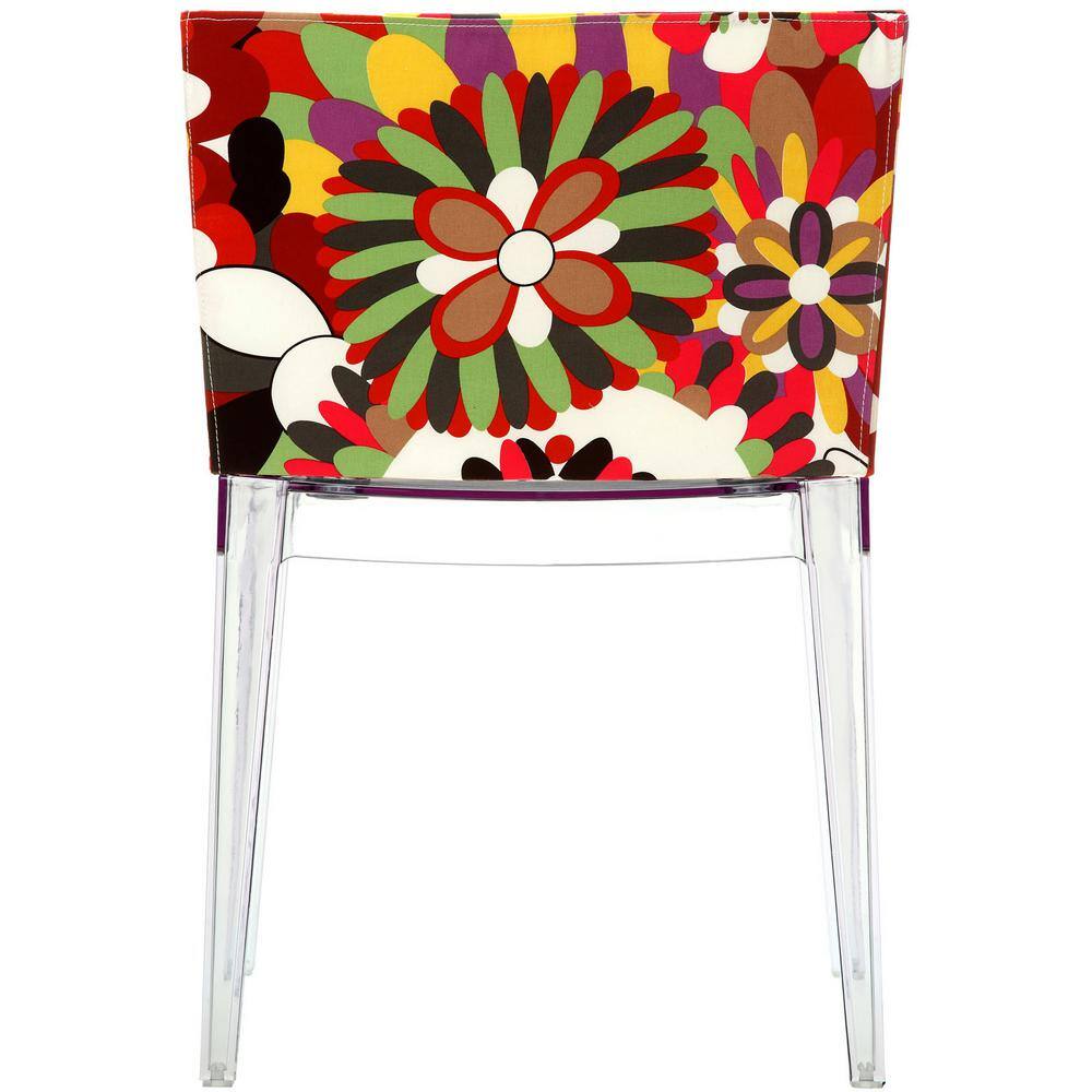Enamored Clear Metal Upholstered Side Chair with Transparent Base