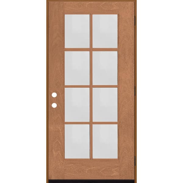 Steves & Sons Regency 36 in. x 80 in. Full 8-Lite Left Hand/Outswing Clear Glass Autumn Wheat Stained Fiberglass Prehung Front Door