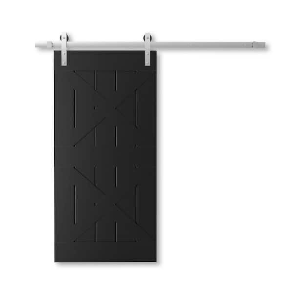 83 in. x 40 in. Double X Panel, Espresso Wood Barn Door with Solid Core and Hardware Included