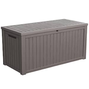 180 Gal. Resin Wood Look Large Outdoor Storage Deck Box with Lockable Lid