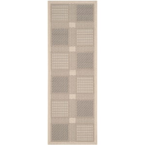 Courtyard Sand/Black 2 ft. x 7 ft. Border Indoor/Outdoor Patio  Runner Rug