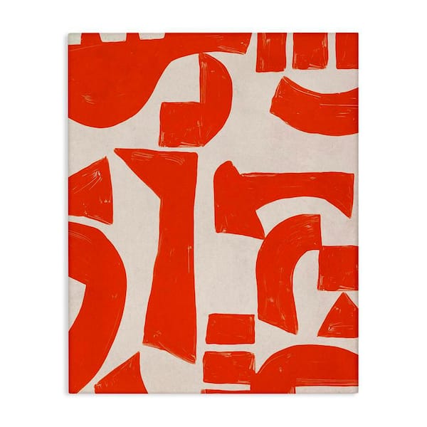 Stupell Industries Red Asymmetrical Shapes by June Erica Vess Unframed Abstract Graphic Art Print 48 in. x 36 in.