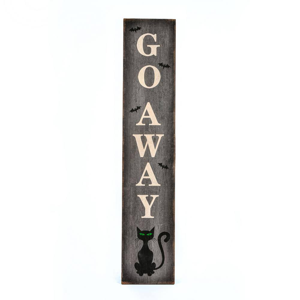 National Tree Company 39 in. Halloween Black Cat Go Away in Porch Sign  RAH-1155RA21017 - The Home Depot