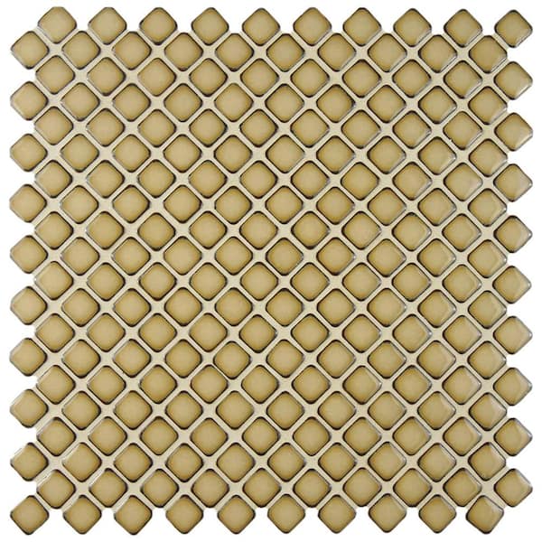 Merola Tile Hudson Diamond Caffe 6 in. x 6 in. Porcelain Mosaic Take Home Tile Sample