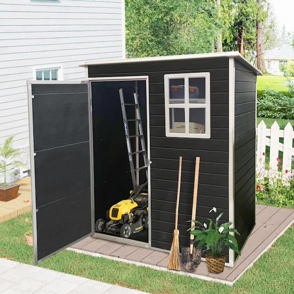 Outdoor Storage Shed 5 ft. W x 3 ft. D Resin Shed with Floor and Window Black (15 sq. ft. )