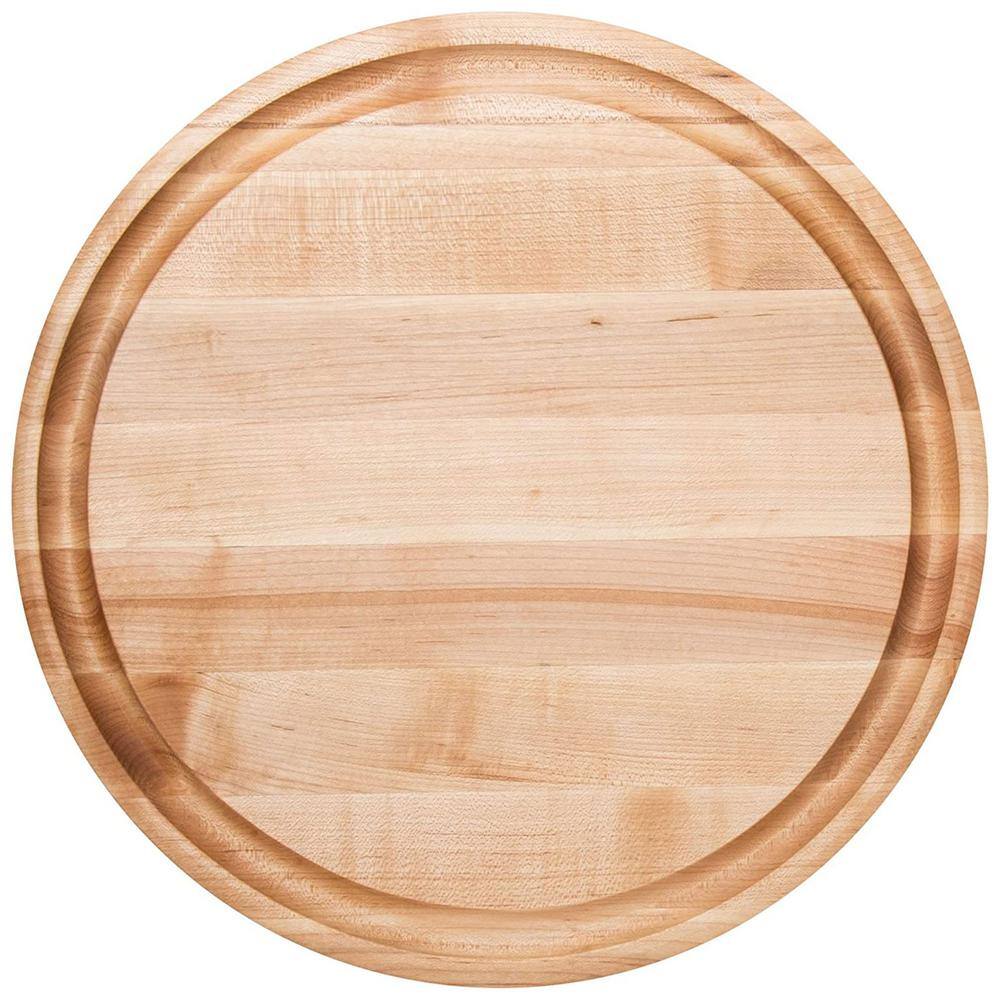 Maple Wood Round Cutting Board with Juice Groove, 15" Diameter