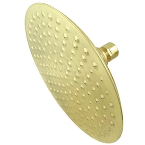 1-Spray 7.8 in. Single Wall Mount Fixed Rain Shower Head in Polished Brass