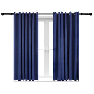 2 Indoor/Outdoor Blackout Curtain Panels with Grommet Top - 100 x 84 in (2.54 x 2.13 m) - Blue