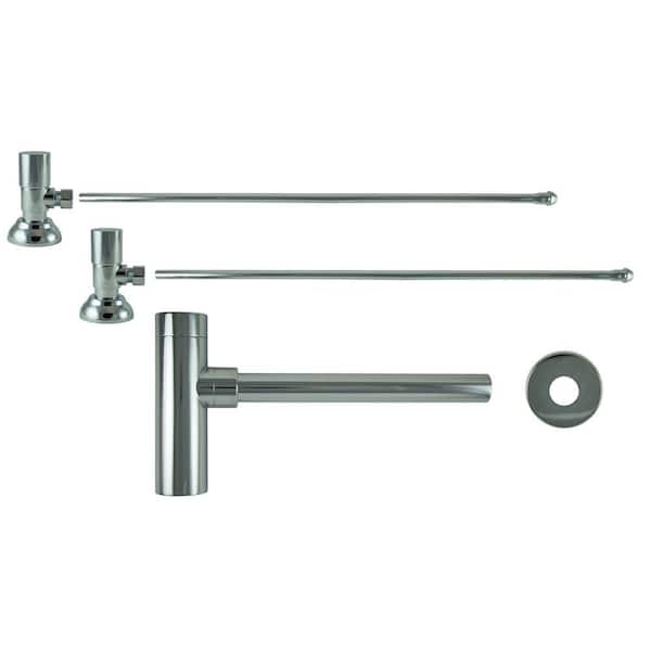 Barclay for Something Special 3/8 in. x 20 in. Brass Lavatory Supply Lines with Round Handle Shutoff Valves and Decorative Trap in Polished Chrome