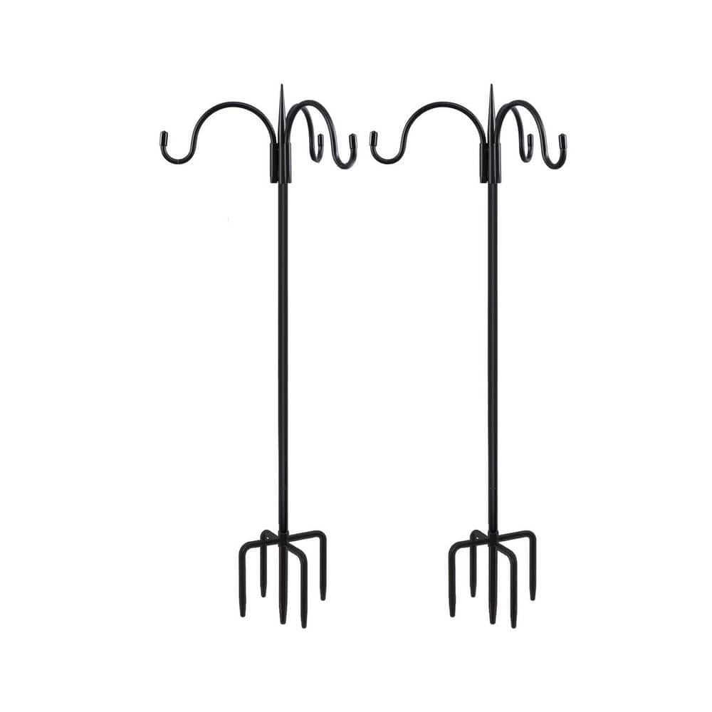 76 in black Metal Upgrade Version 3 Shepherd Hooks Bird Feeder Pole with 5 Prong Base Adjustable Shepard Hooks2 Pack price history on PriceWatchPro