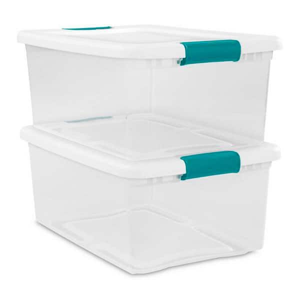Sterilite 16448012 16 Quart/15 Liter Storage Box White Lid with Clear Base 12-Pack