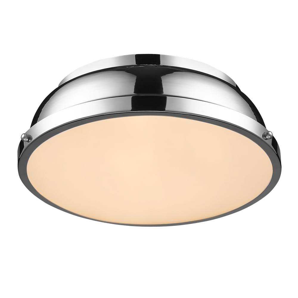 Transitional Duncan 14" Silver Chrome Glass Flush Mount