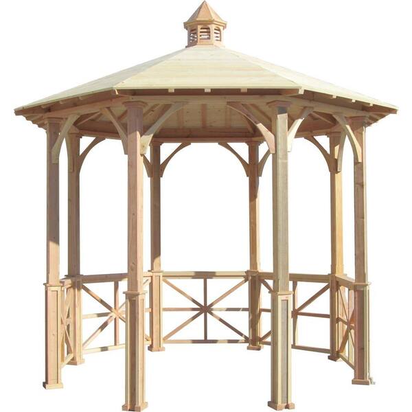 SamsGazebos 10 ft. Octagon English Cottage Garden Gazebo with Cupola - Adjustable for Uneven Patio