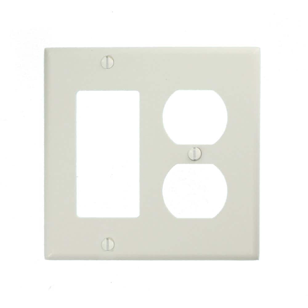 White 2-Gang Thermoset Plastic Combination Wall Plate