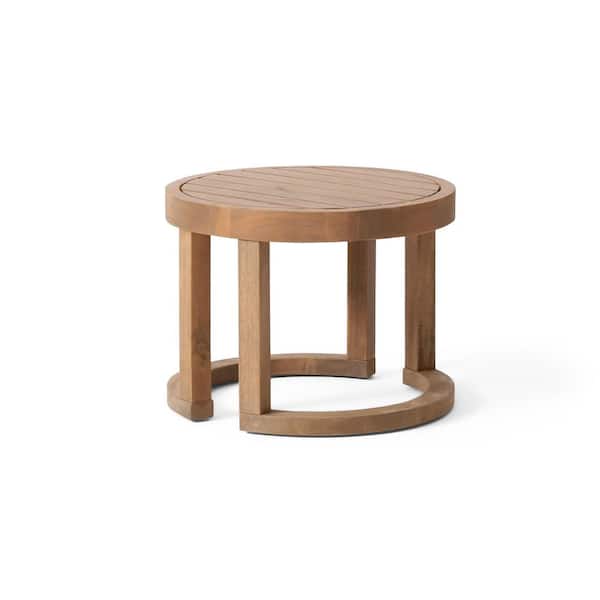 Brown Wash Acacia Wood Indoor/Outdoor Side Table-Slat Panel