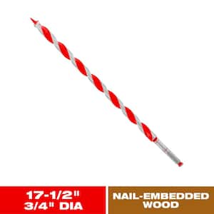 3/4 in. x 17-1/2 in. High Carbon Steel Auger Drill Bit for Wood and Nail-Embedded Wood