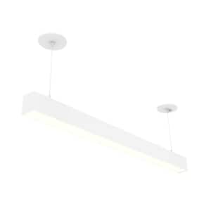 4 ft. 64-Watt Equivalent Integrated LED White Strip Light Fixture Architectural Linear w/Suspension Mount Kit 4600lm