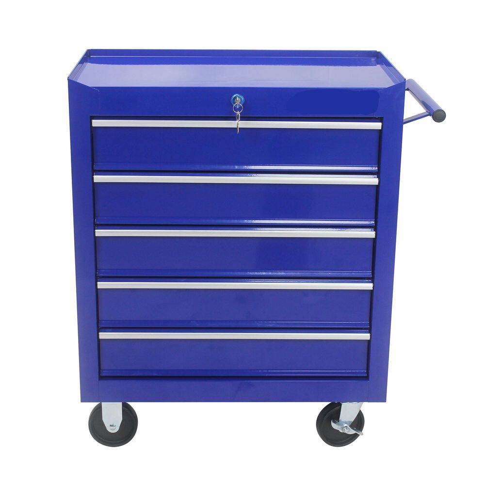 13 in. 5 Drawer Tool Chests, Side Tool Cabinets for Garage Storage with 4 Wheels and Locking System, Blue price history on PriceWatchPro