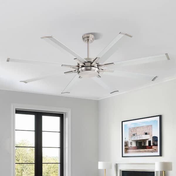 96 in. (8 ft. ) Indoor Aluminum Blades Ceiling Fan with Remote, Nickel