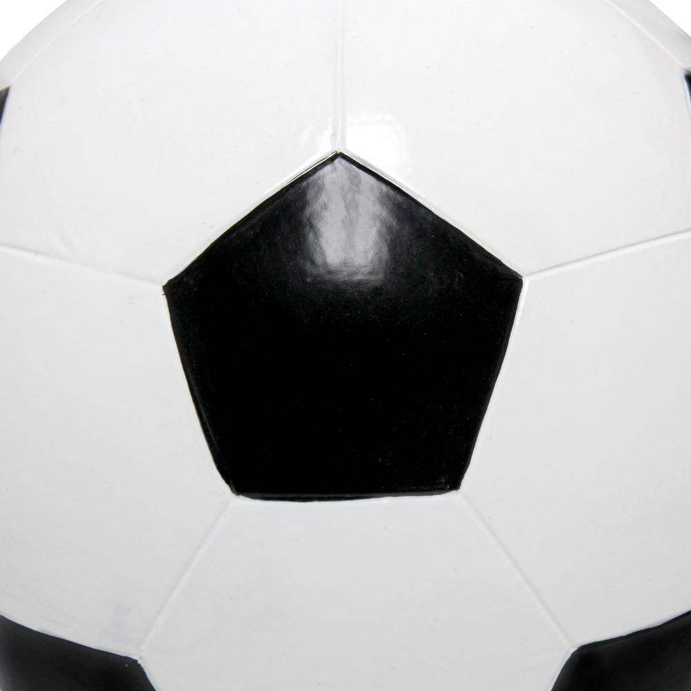 11.5" White and Black Ceramic Soccer Ball Table Lamp