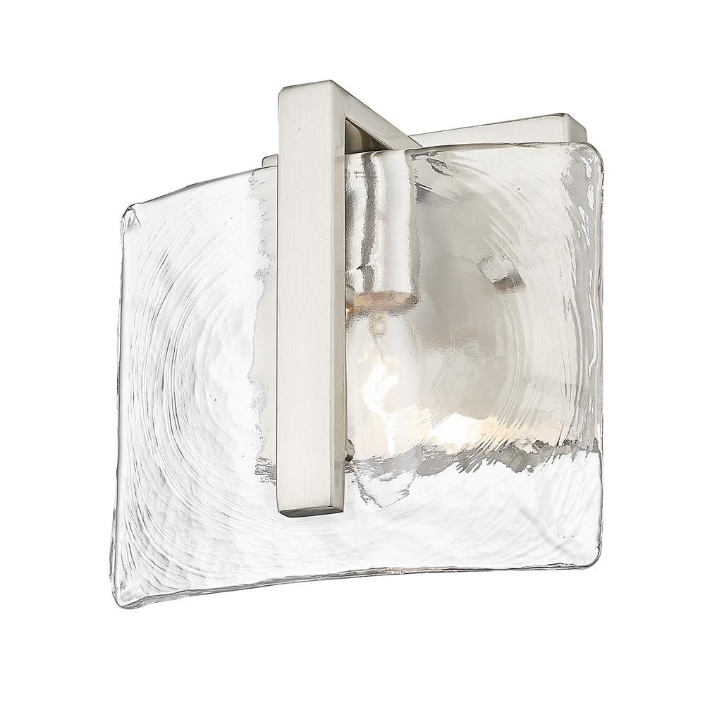 Pewter and Glass Dimmable Wall Sconce with Hammered Water Glass
