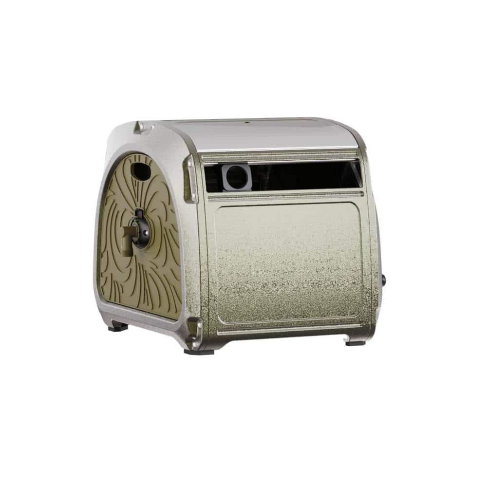 Heavy-Duty Green Metal Garden Hose Reel Box with Crank Handle