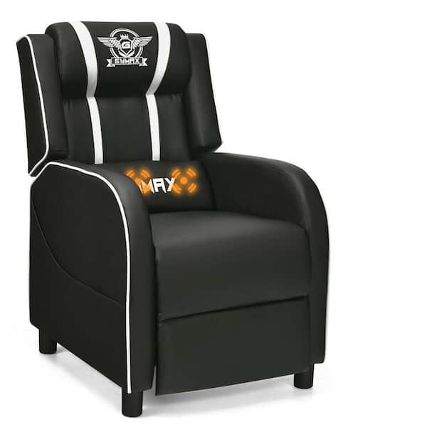 Gymax 25 in. W White Massage Gaming Recliner Chair Racing Single Lounge Sofa Home Theater Seat