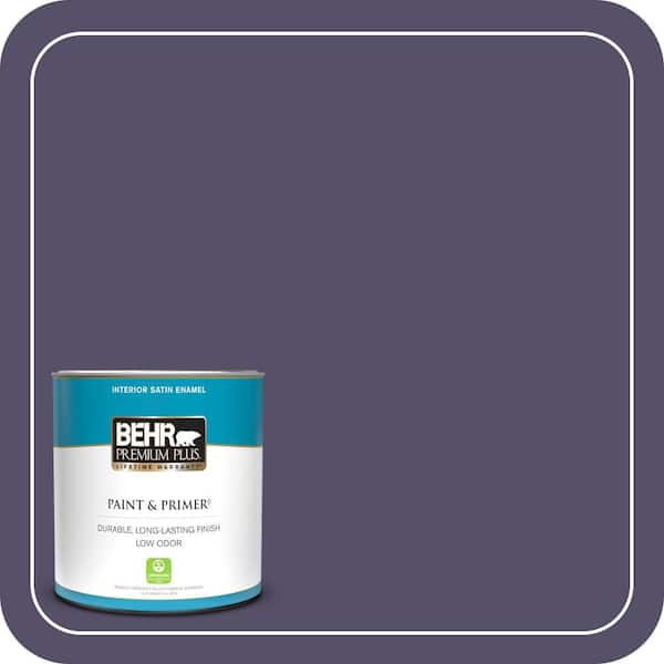BEHR PREMIUM PLUS 1 qt. #650F-7 Violet Eclipse Satin Enamel Low Odor Interior Paint & Primer
