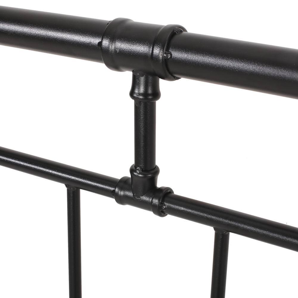 Industrial Black Iron Queen Headboard with Pipe Slat Design