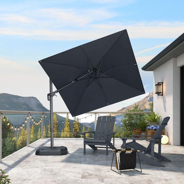 8 ft. Square Cantilever Umbrella Swivel Aluminum Offset 360° Rotation Umbrella in Gray