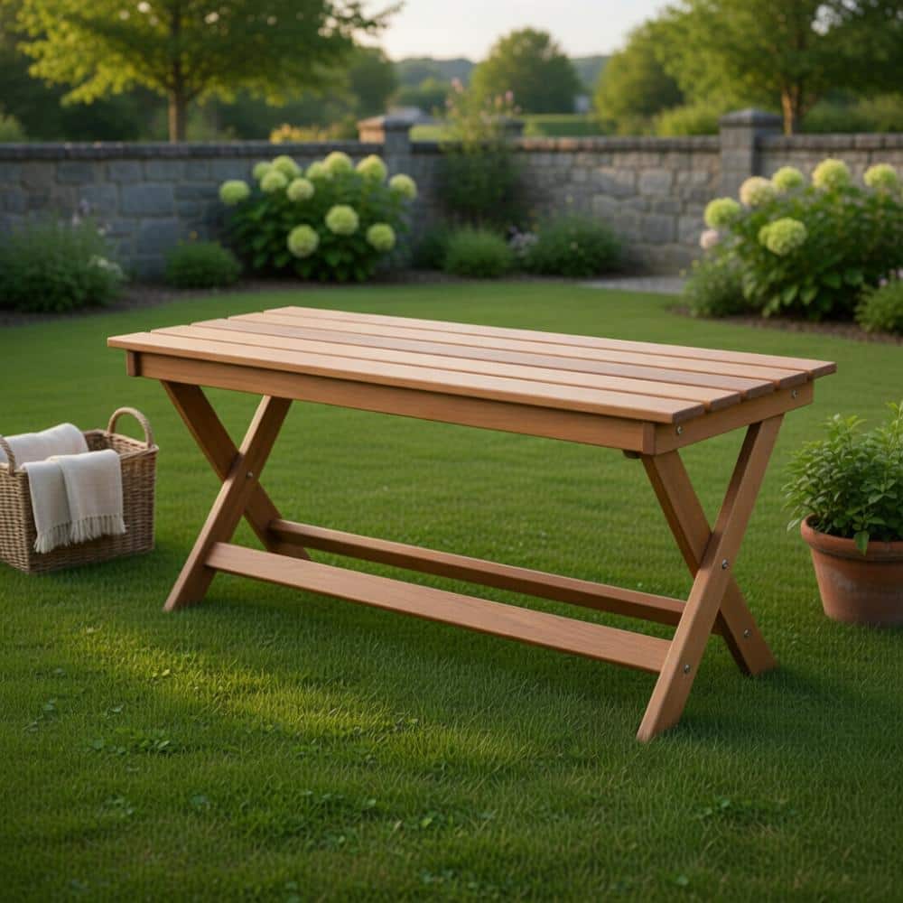 2-Seat Wooden Garden Patio Bench with X-Shaped Legs-1 Piece price history on PriceWatchPro