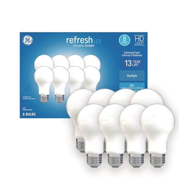 60 Watt Replacement, A19 A-Style General Purpose LED Light bulb, Daylight 5000K, HD Refresh (8 Pack)