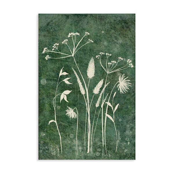 Wildflowers on Rustic Green by Lydia Orange Unframed Nature Graphic Art Print 36 in. x 24 in.