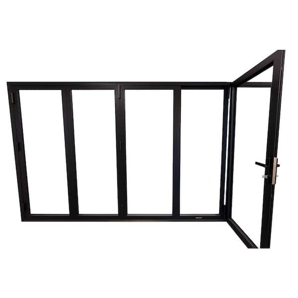 TEZA DOORS Teza 75 Series 144 in. x 80 in. Matte Black Left Hand