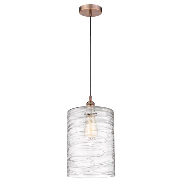 Cobbleskill 60-Watt 1-Light Antique Copper Standard Mini Pendant Light with Clear Glass Shade, No Bulbs Included