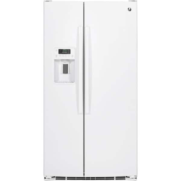 GE 25.3 cu. ft. Side by Side Refrigerator in White