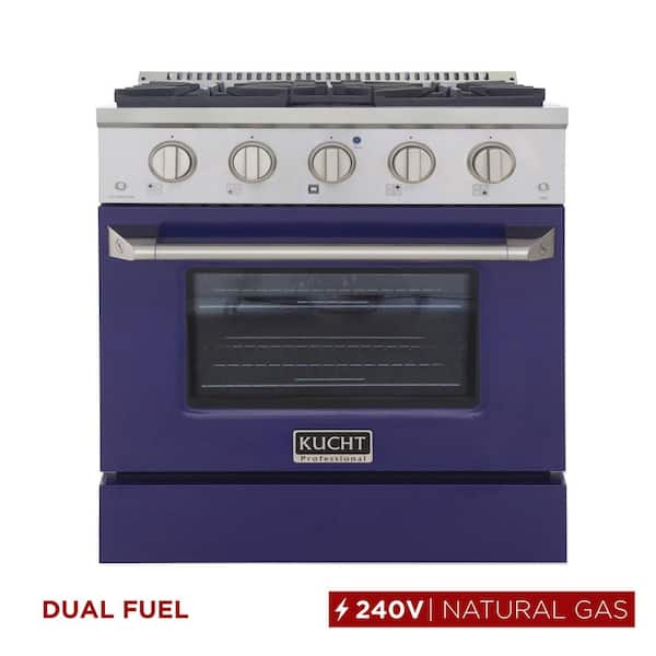 Kucht 30 in. 4.2 cu. ft. Dual Fuel Range with Gas Stove and Electric Oven with Convection Oven in. Blue