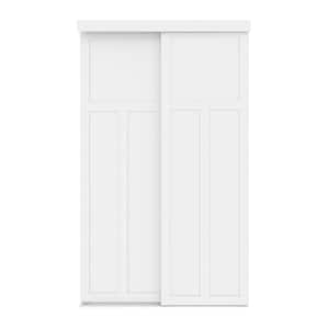 72 in. x 80.5 in. Mission White Solid Core MDF Sliding Closet Door with Hardware