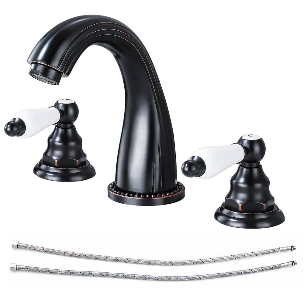 Double Handles 8 in. Widespread Bathroom Faucet 3-Hole Sink Faucet in Oil Rubbed Bronze price history on PriceWatchPro