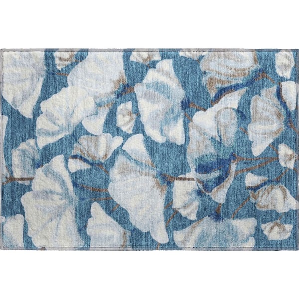 Mayfield Premium Machine Washable Abstract AMF2405 Blue 3 ft. x 4 ft. Area Rug