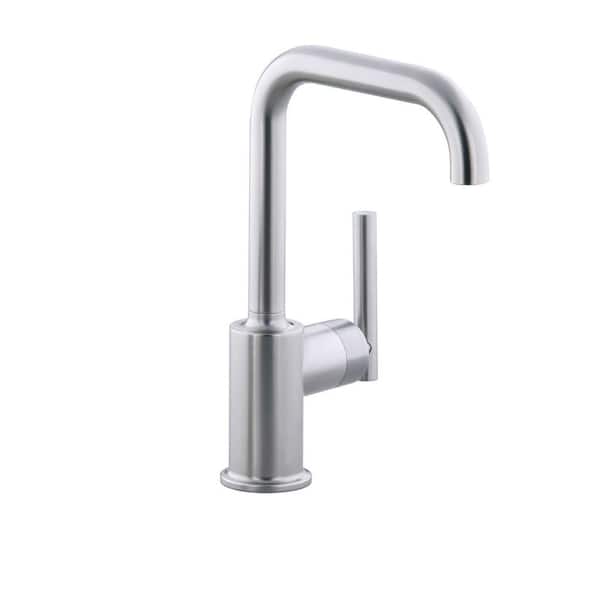 KOHLER Purist Single-Handle Standard Kitchen Faucet with Secondary Swing Spout in Vibrant Stainless
