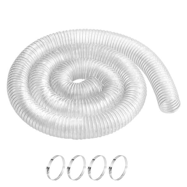 SKYSHALO Dust Collection Hose, 2.5 in. x 10 ft. Thickened PVC Material Puncture-Resistant Flexible Clear Hose, Stainless Clamps