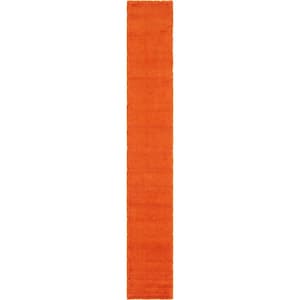 Solid Shag Tiger Orange 16 ft. Runner Rug