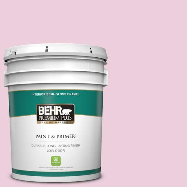 BEHR PREMIUM PLUS 5 gal. #M130-2 Creamy Freesia Semi-Gloss Enamel Low Odor Interior Paint & Primer